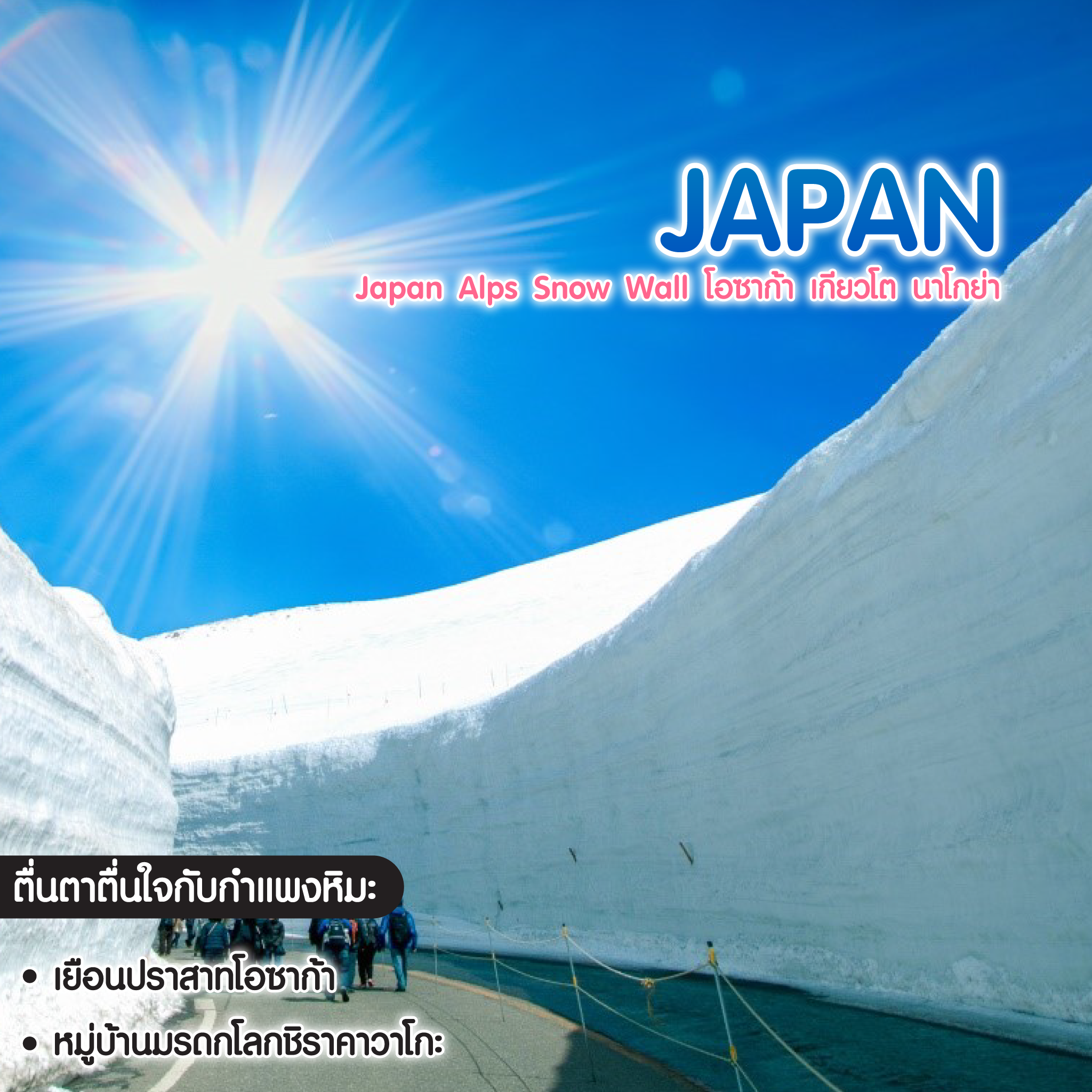 ทัวร์ญี่ปุ่น Snow Wall Japan Alps โอซาก้า เกียวโต นาโกย่า