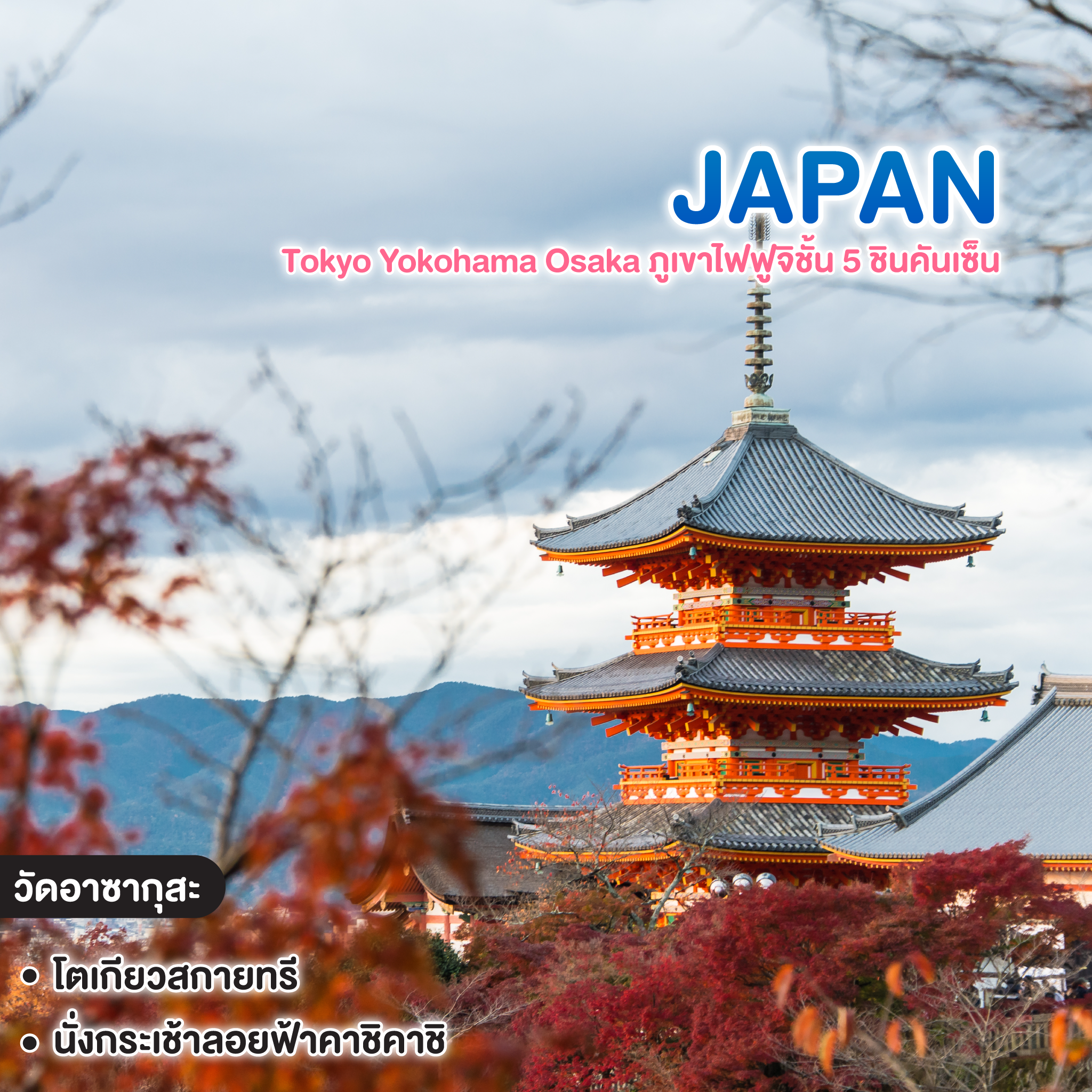 ทัวร์ญี่ปุ่น Tokyo Yokohama Osaka ภูเขาไฟฟูจิชั้น 5 ชินคันเซ็น
