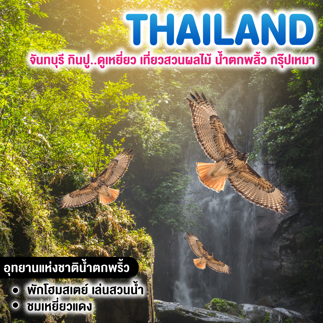 ทัวร์ไทย จันทบุรี กินปู..ดูเหยี่ยว เที่ยวสวนผลไม้ น้ำตกพลิ้ว กรุ๊ปเหมา