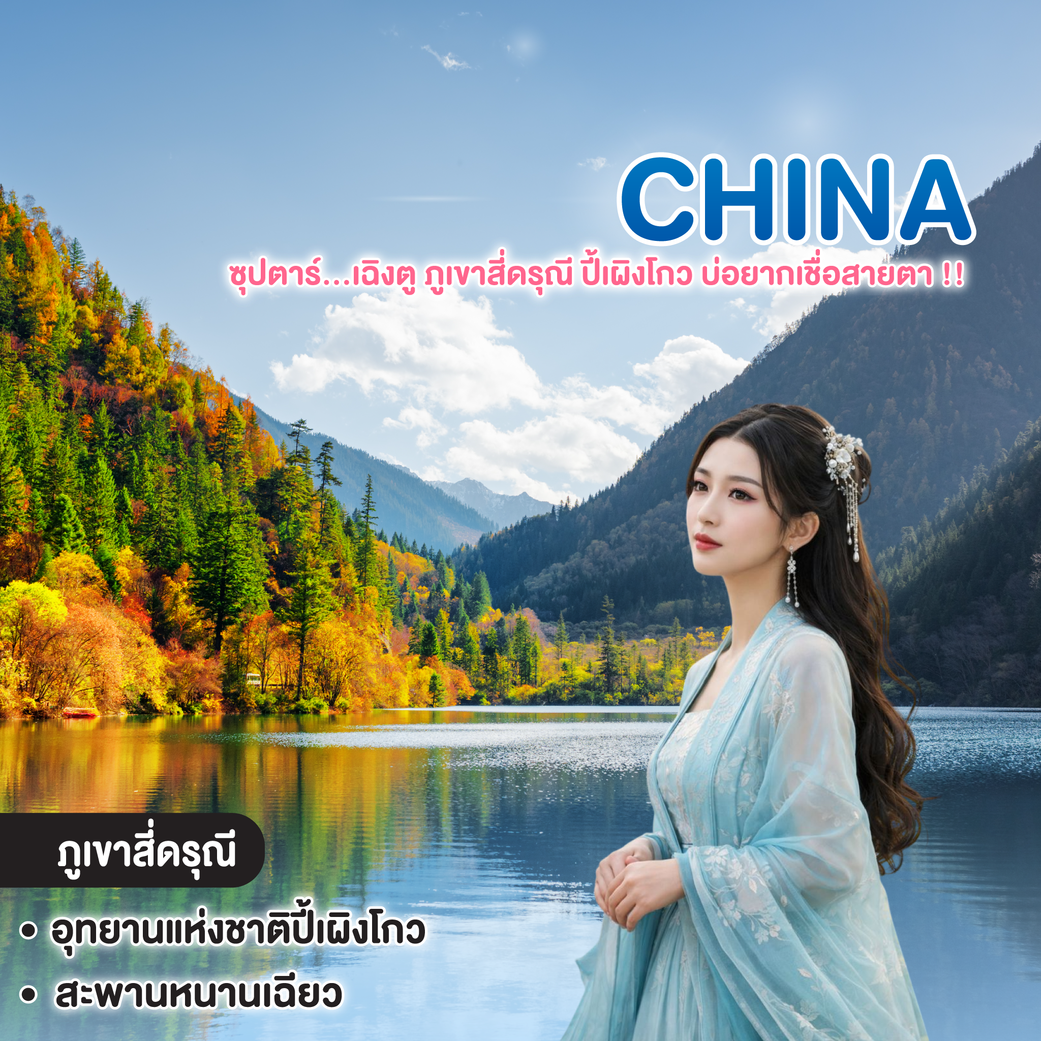 ทัวร์จีน CHINA CHENGDU ซุปตาร์...เฉิงตู ภูเขาสี่ดรุณี ปี้เผิงโกว บ่อยากเชื่อสายตา !!
