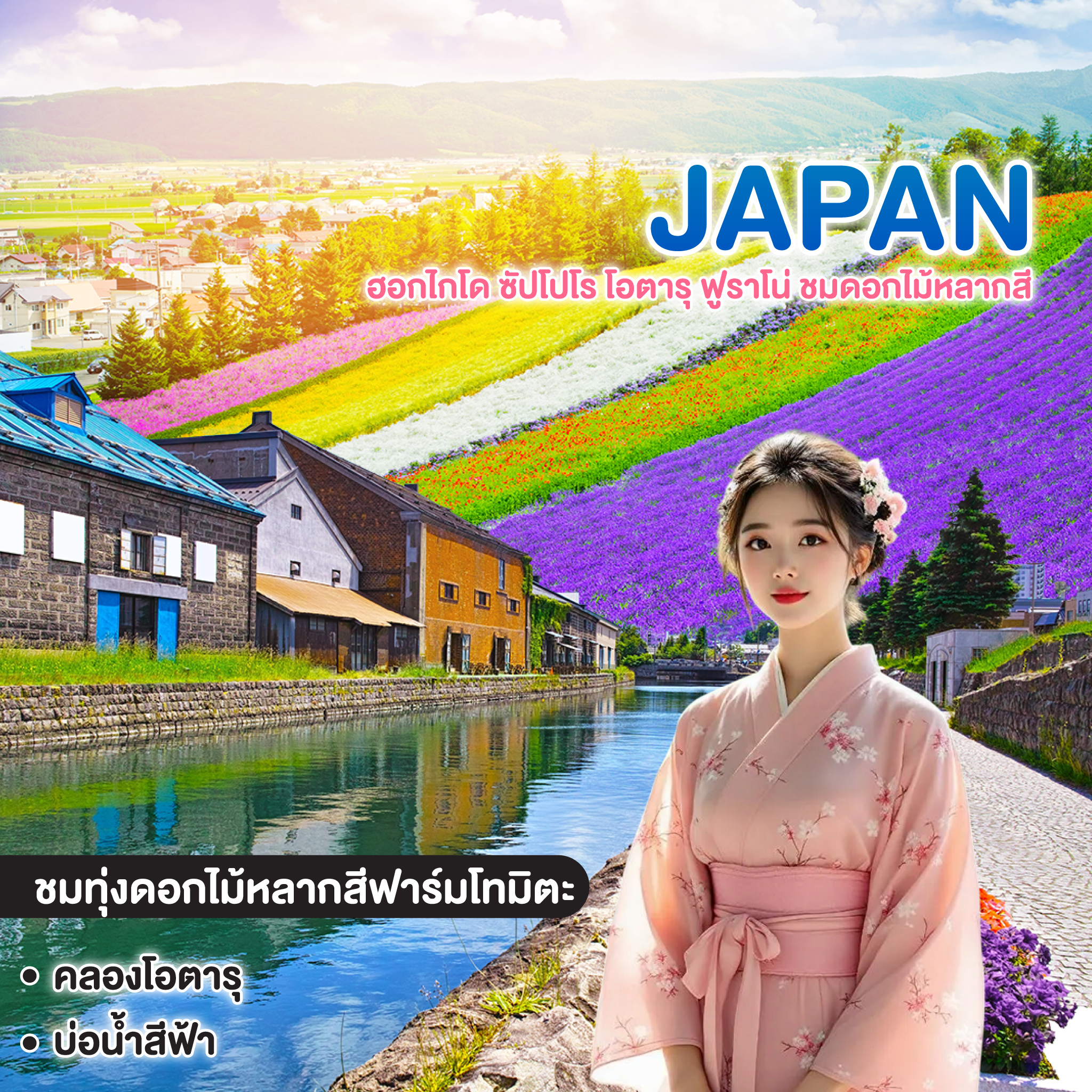ทัวร์ญี่ปุ่น HOKKAIDO ซัปโปโร โอตารุ ฟูราโน่ ชมดอกไม้หลากสี 