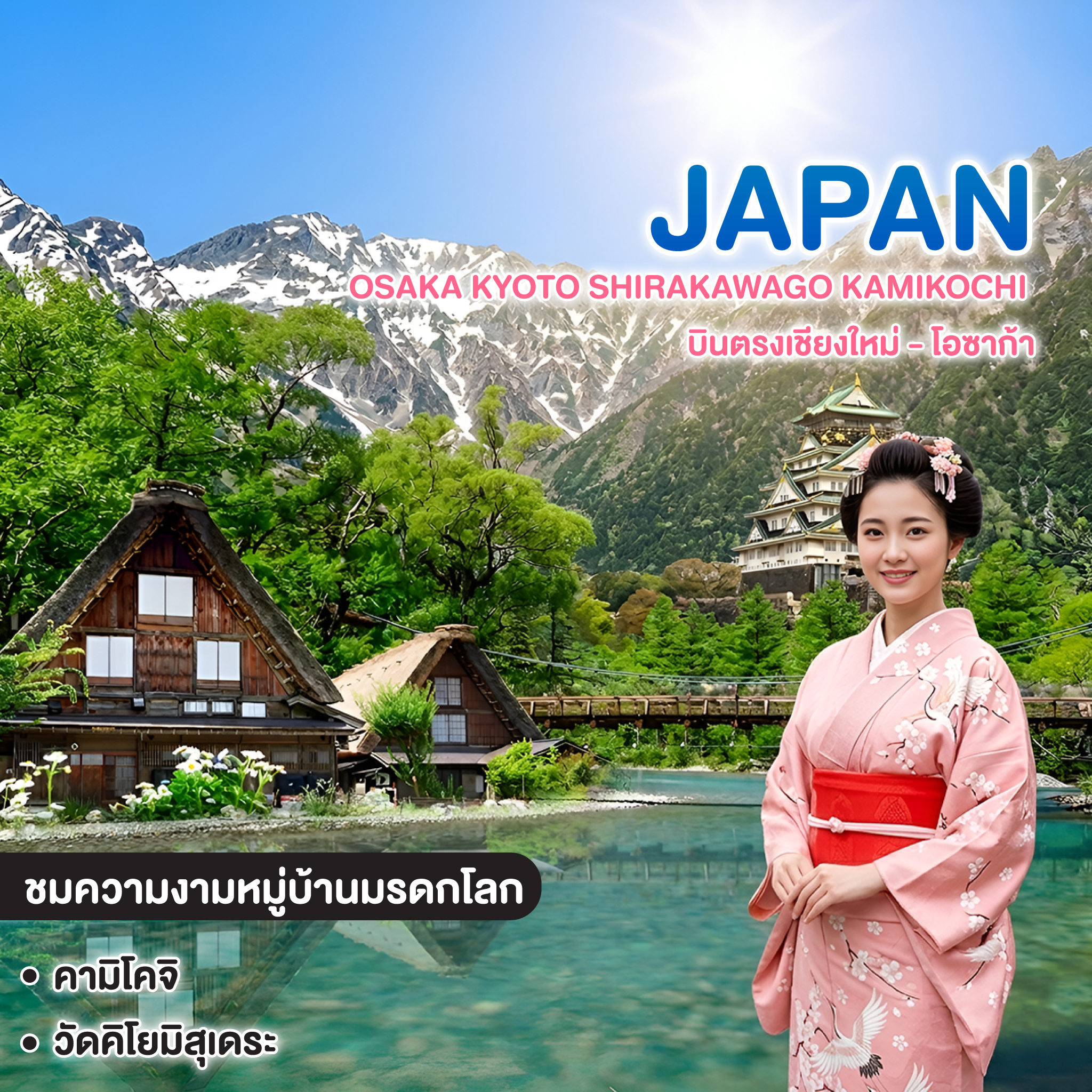 ทัวร์ญี่ปุ่น แอ่วหื้อม่วน ใจ๋เต้นตึกตัก CHIANGMAI OSAKA KYOTO SHIRAKAWAGO KAMIKOCHI บินตรงเชียงใหม่ - โอซาก้า