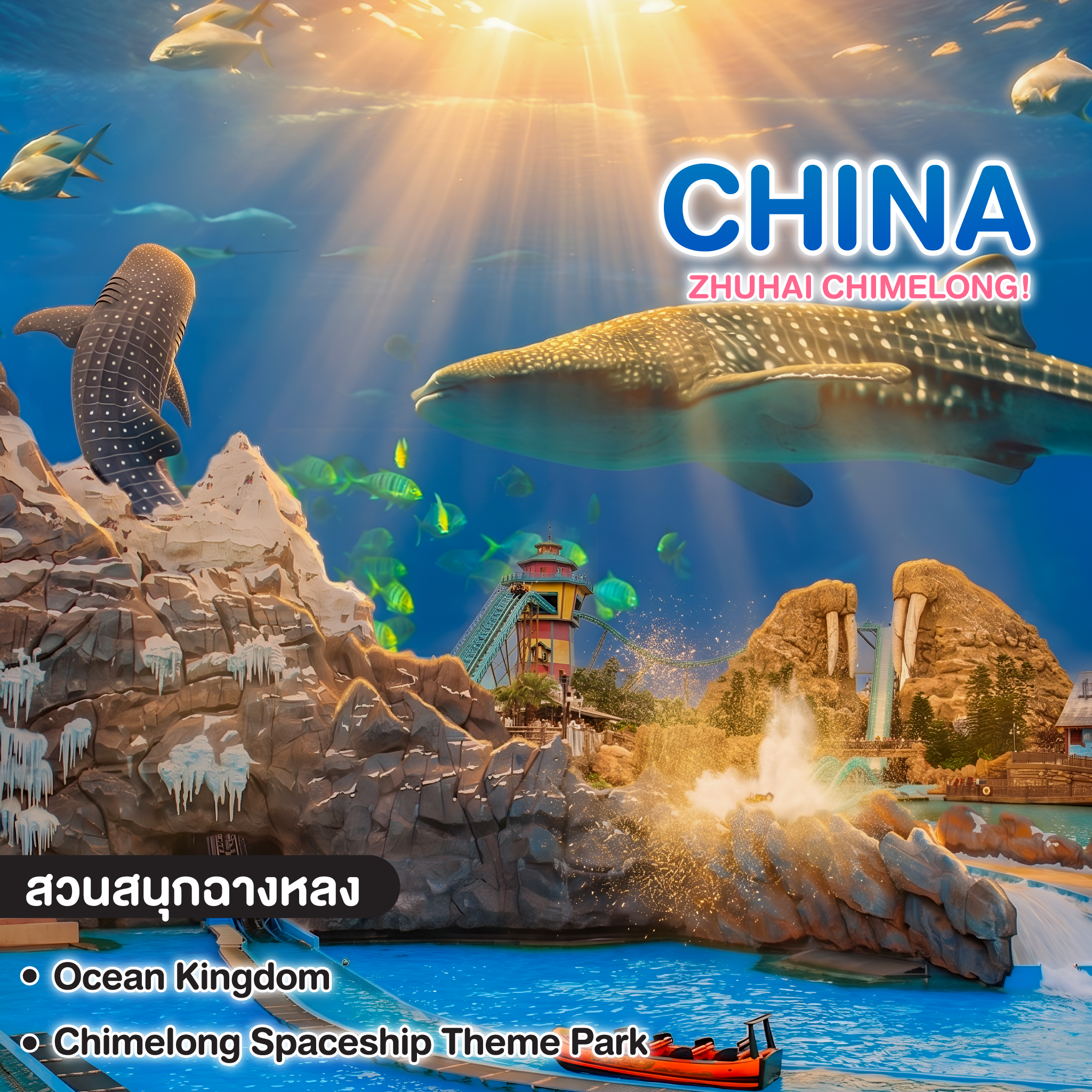 ทัวร์จีน ZHUHAI CHIMELONG! Ocean Kingdom & Spaceship Theme Park