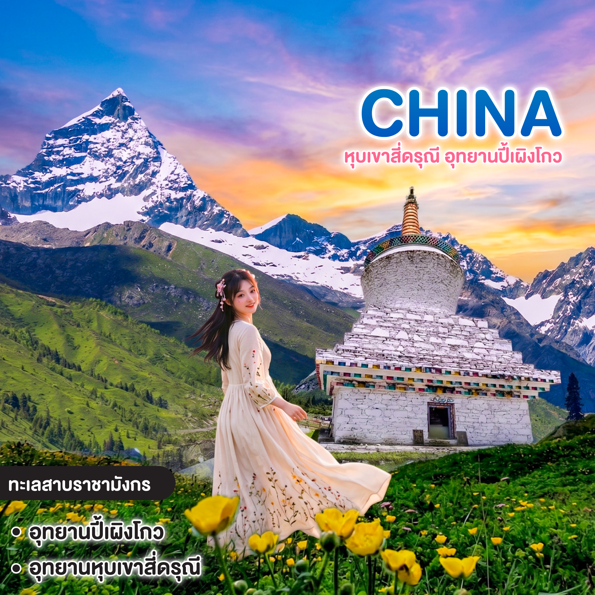 ทัวร์จีน CHENDU หุบเขาสี่ดรุณี อุทยานปี้เผิงโกว