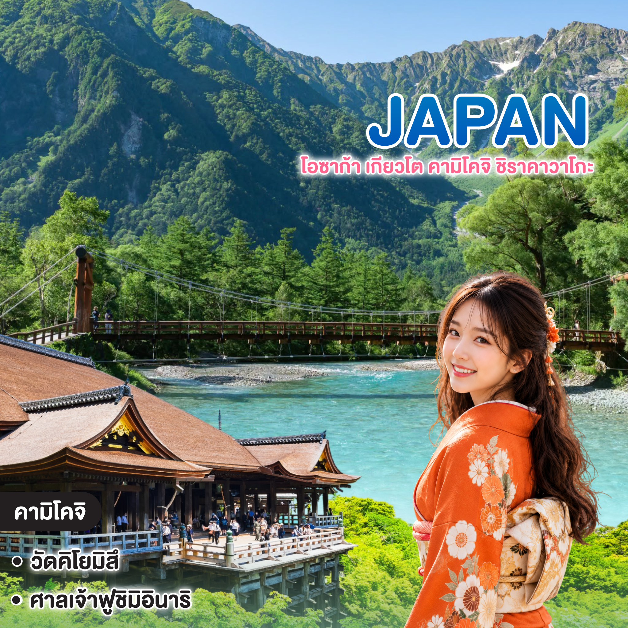 ทัวร์ญี่ปุ่น OSAKA โอซาก้า เกียวโต คามิโคจิ ชิราคาวาโกะ